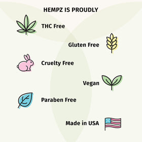 Hempz bottle next to hand showing 9 fl oz size and travel-friendly benefit