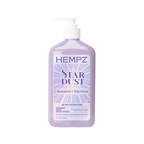 Hempz front packaging showing Star Dust lotion and visible shimmer benefits