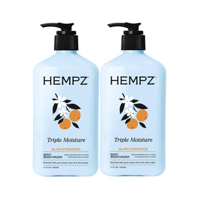 Hempz front packaging showing two 17 fl oz tubs and product benefit soft skin