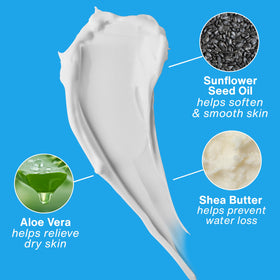 Hempz Whipped Vanilla lotion texture swipe showing creamy application and quick absorption