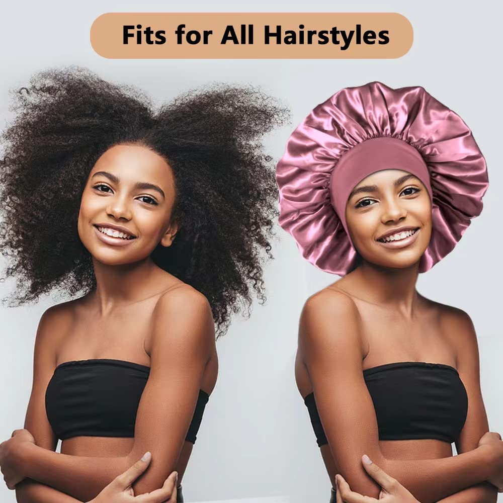 Heniho bonnet in use on model with braids demonstrating secure coverage