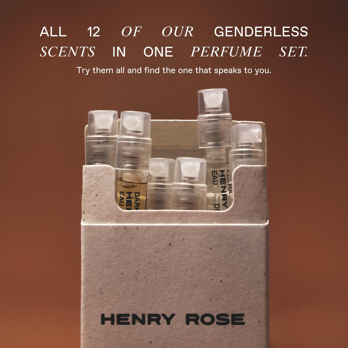 Close-up of a Henry Rose single vial and nozzle highlighting quality packaging and clarity
