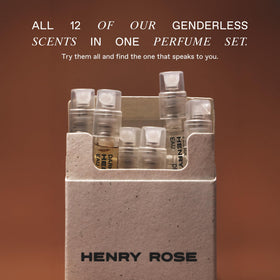 Close-up of a Henry Rose single vial and nozzle highlighting quality packaging and clarity