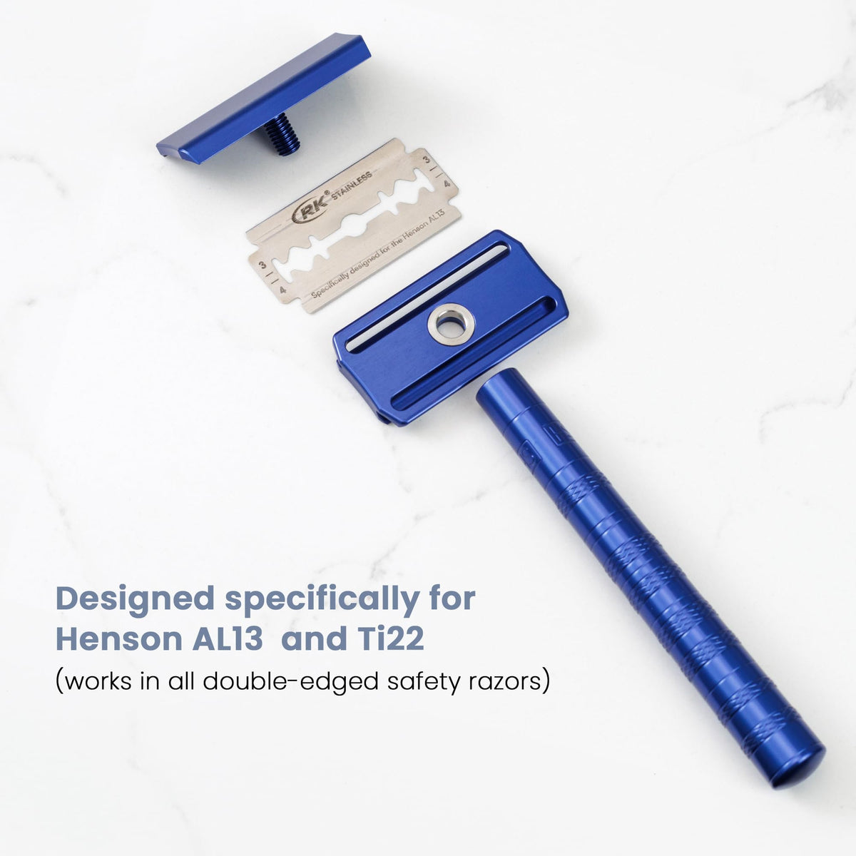Henson Shaving multiple blades fanned out highlighting consistent manufacturing