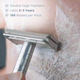 Henson Shaving blade installed in AL13 razor demonstrating secure fit