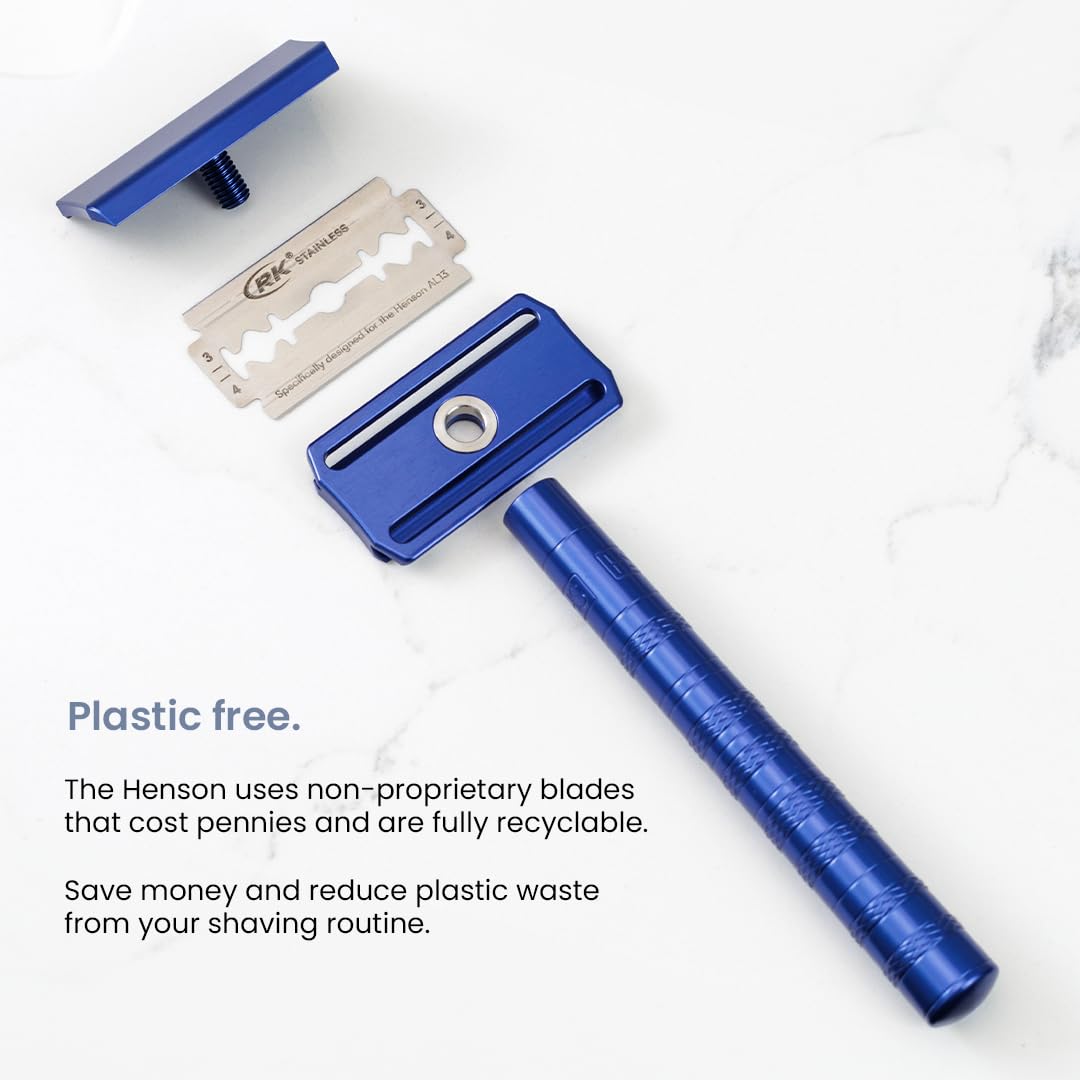 Henson Shaving angle demo illustrating 30° blade contact for smoother shaving benefit