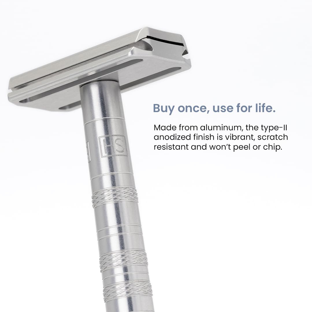 Henson Shaving spare blades and box displayed to show cost savings and refill ease benefit