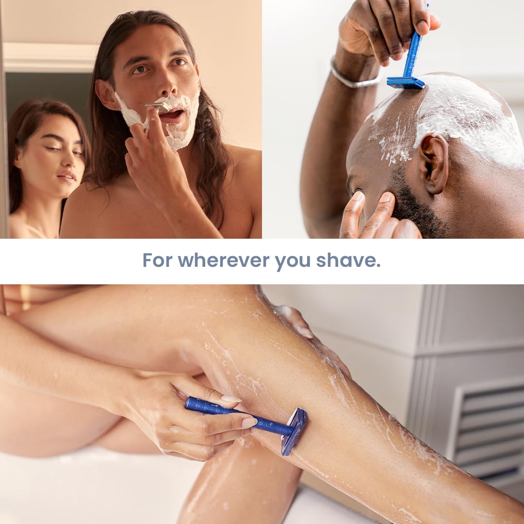 Henson Shaving packaging and instructions image showing reusable, low-waste design