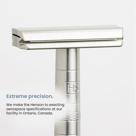 Henson Shaving in-use on leg showing gentle single-blade performance for body grooming