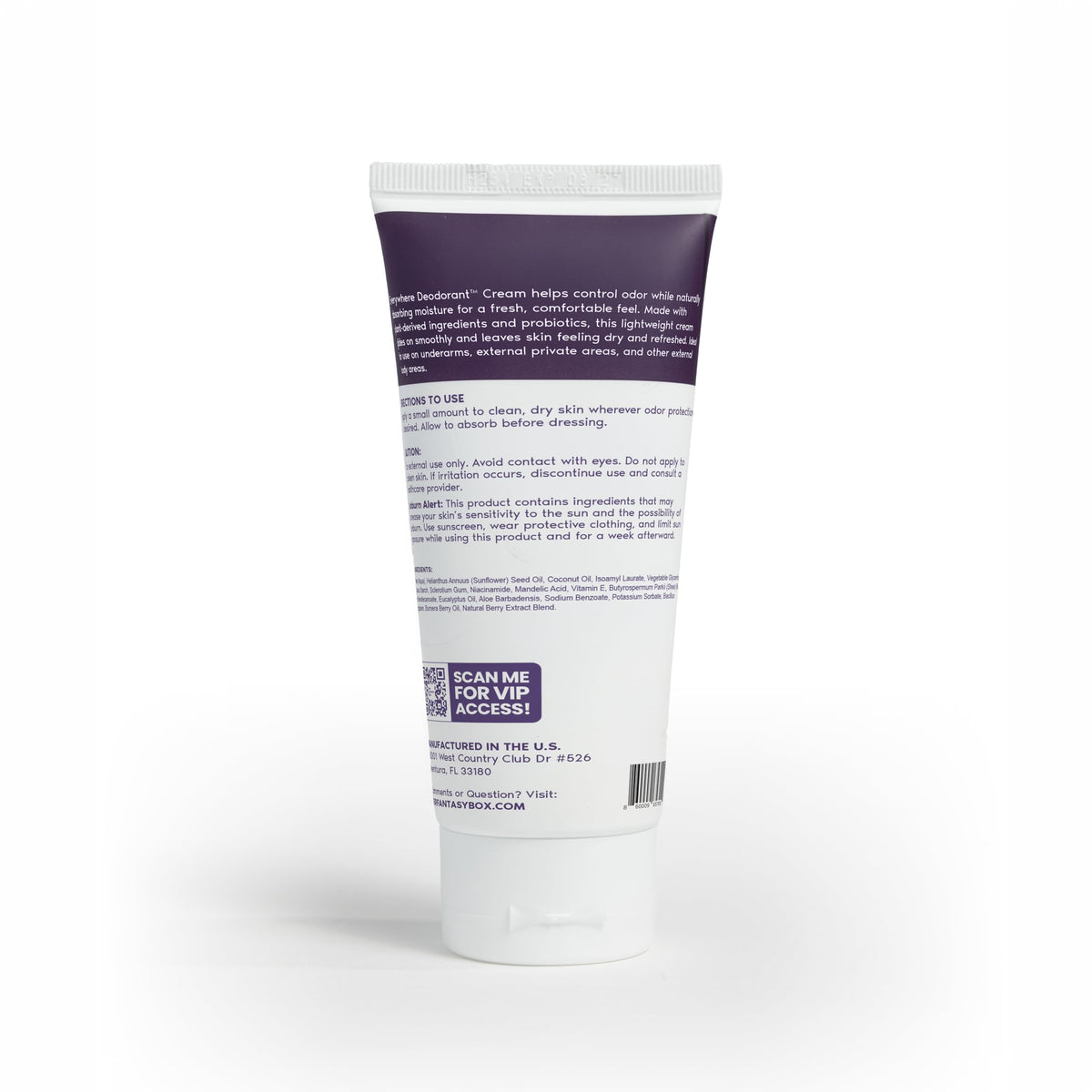 Her Fantasy Box deodorant application close-up demonstrating invisible, moisturizing protection