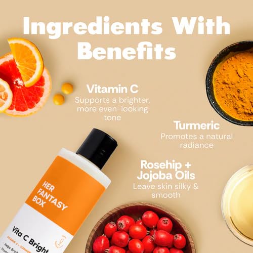 Her Fantasy Box turmeric and rosehip ingredients shot showing antioxidant support