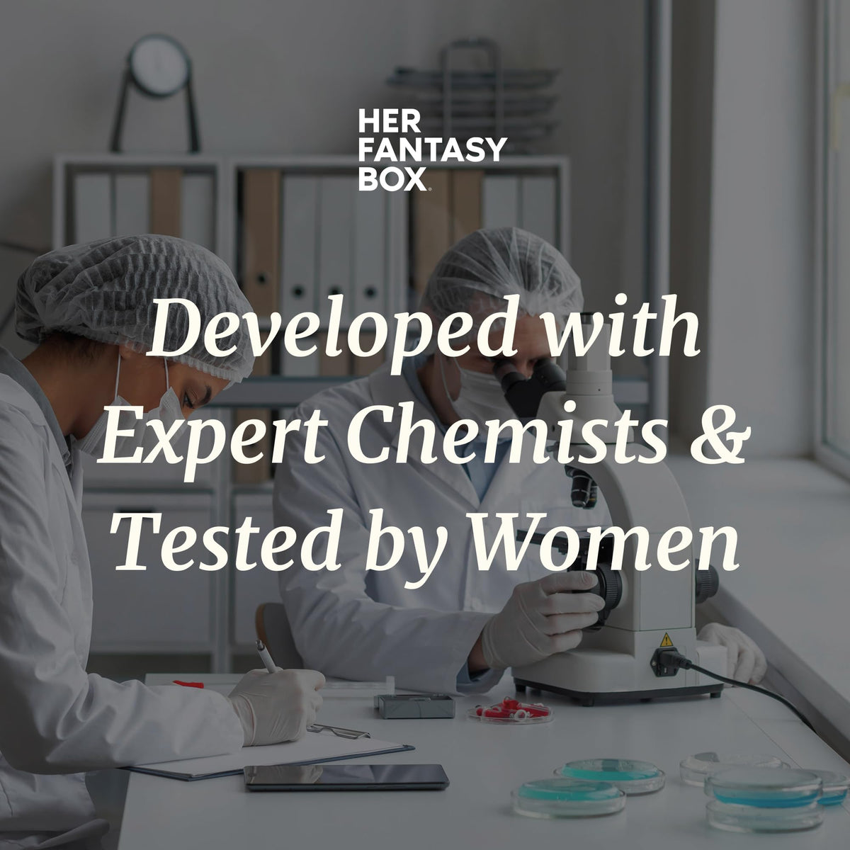 Her Fantasy Box ingredients showcase with botanicals and antioxidants for skin nourishment