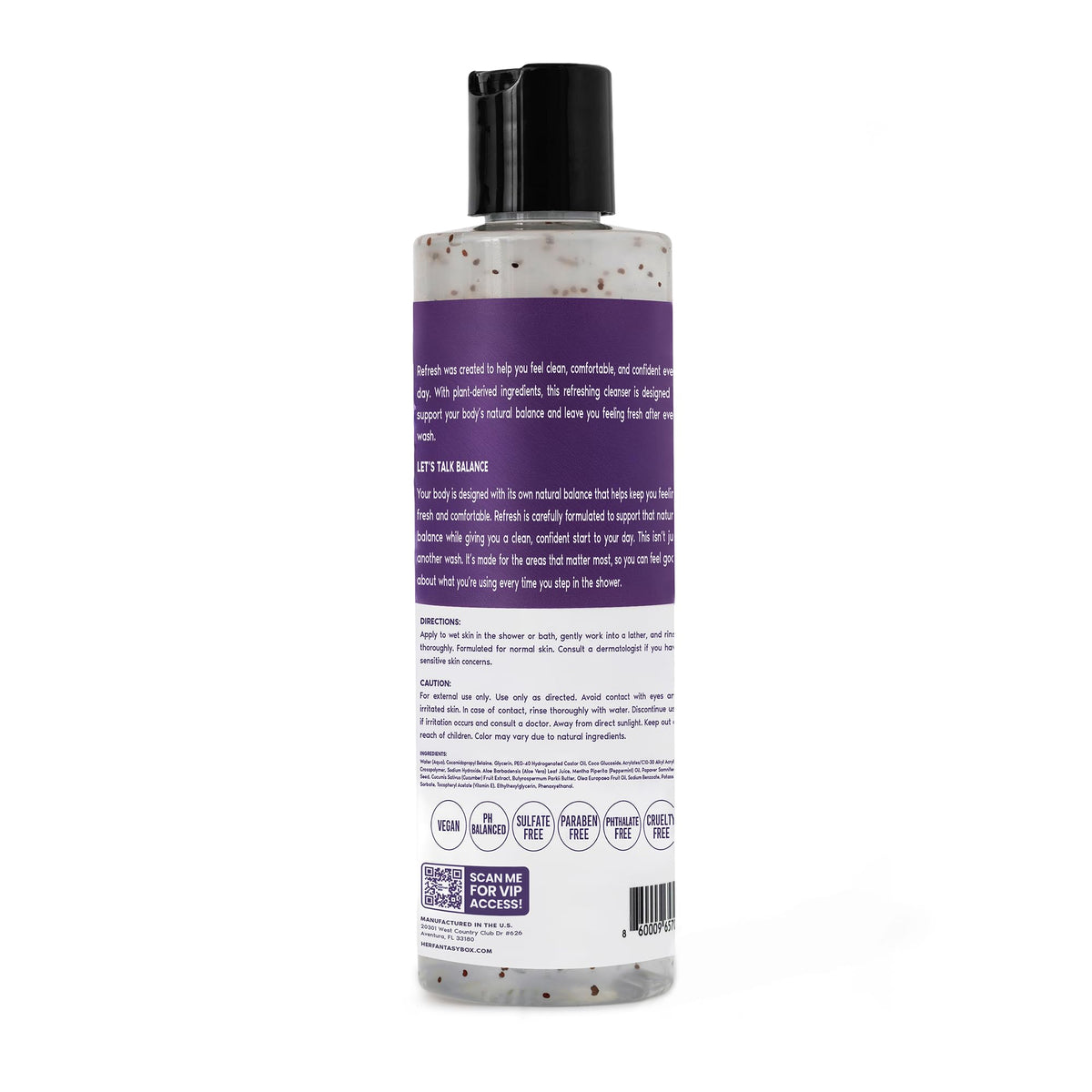 Her Fantasy Box 16 oz bottle on white backdrop emphasizing purity and quality
