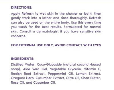 Her Fantasy Box label close-up listing ingredients and dermatologist-reviewed assurance