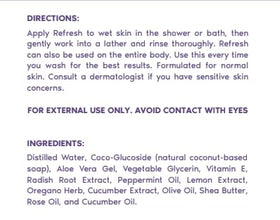 Her Fantasy Box label close-up listing ingredients and dermatologist-reviewed assurance