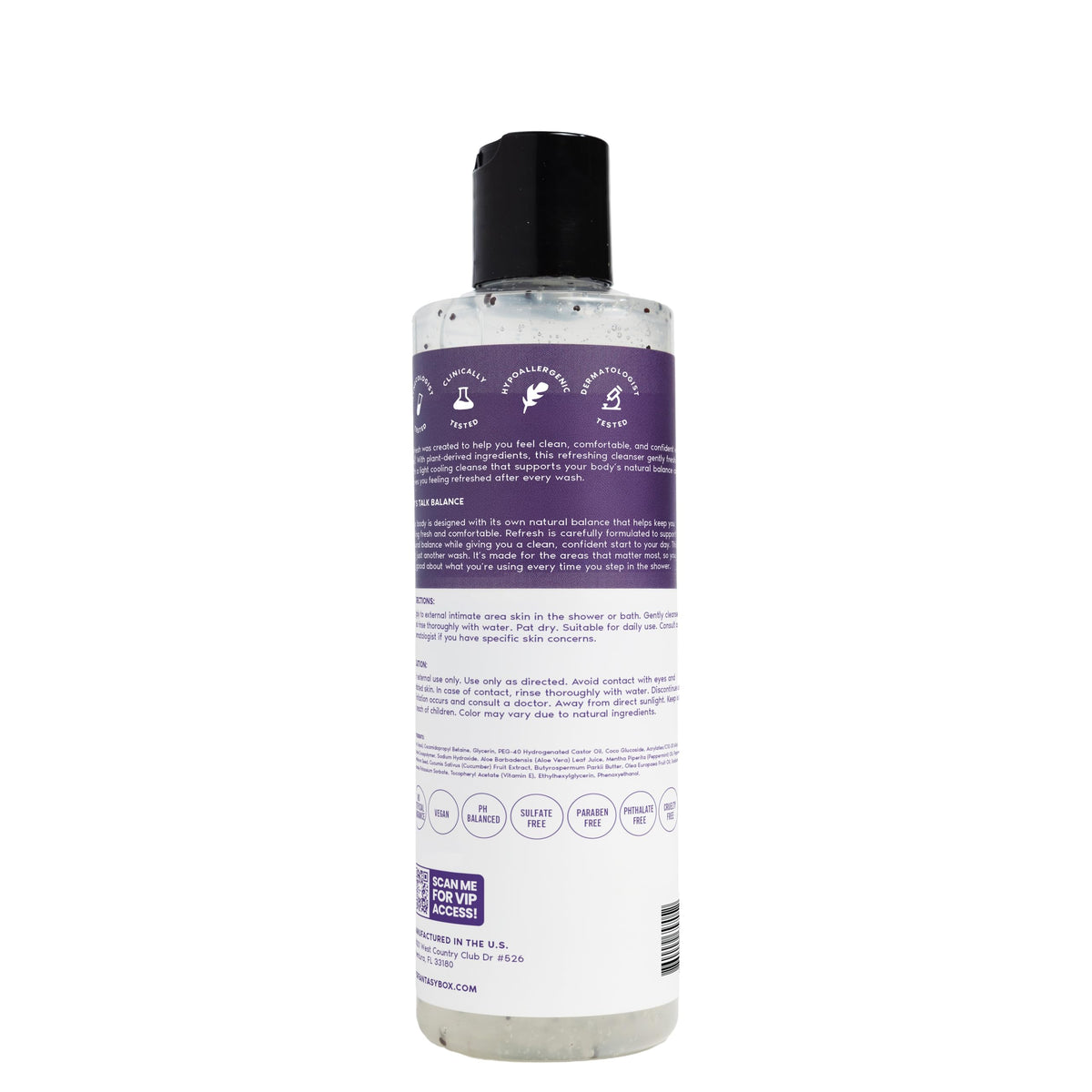 Her Fantasy Box bottle with towel in bathroom lifestyle showing calming self-care ritual