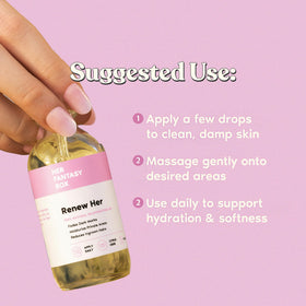Her Fantasy Box oil texture pouring for moisturizing, non-greasy feel