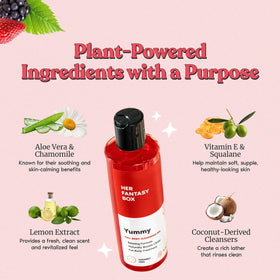 Her Fantasy Box foamy lather on hand demonstrating gentle cleansing
