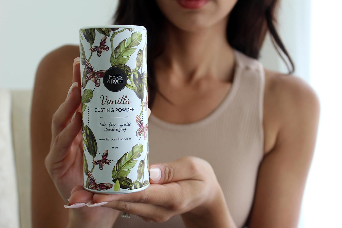 Herb & Root used as dry shampoo at roots showing freshness and oil absorption