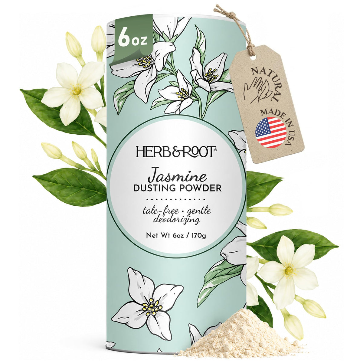 Herb & Root front packaging showing full-size jasmine jar and soothing design