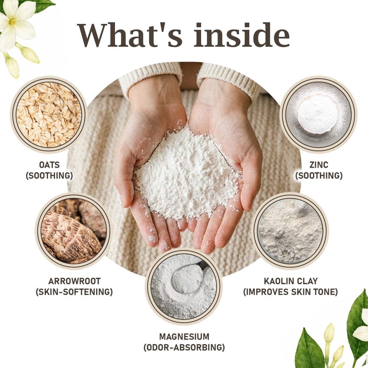 Herb & Root powder being gently patted on skin to reduce chafing