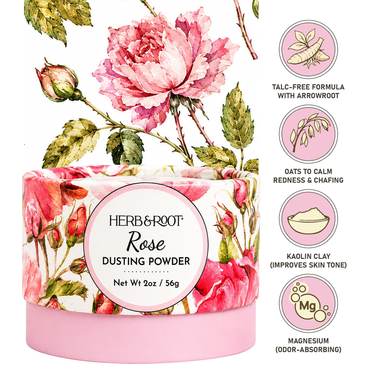 Herb & Root open jar showing fine powder texture and quick absorption