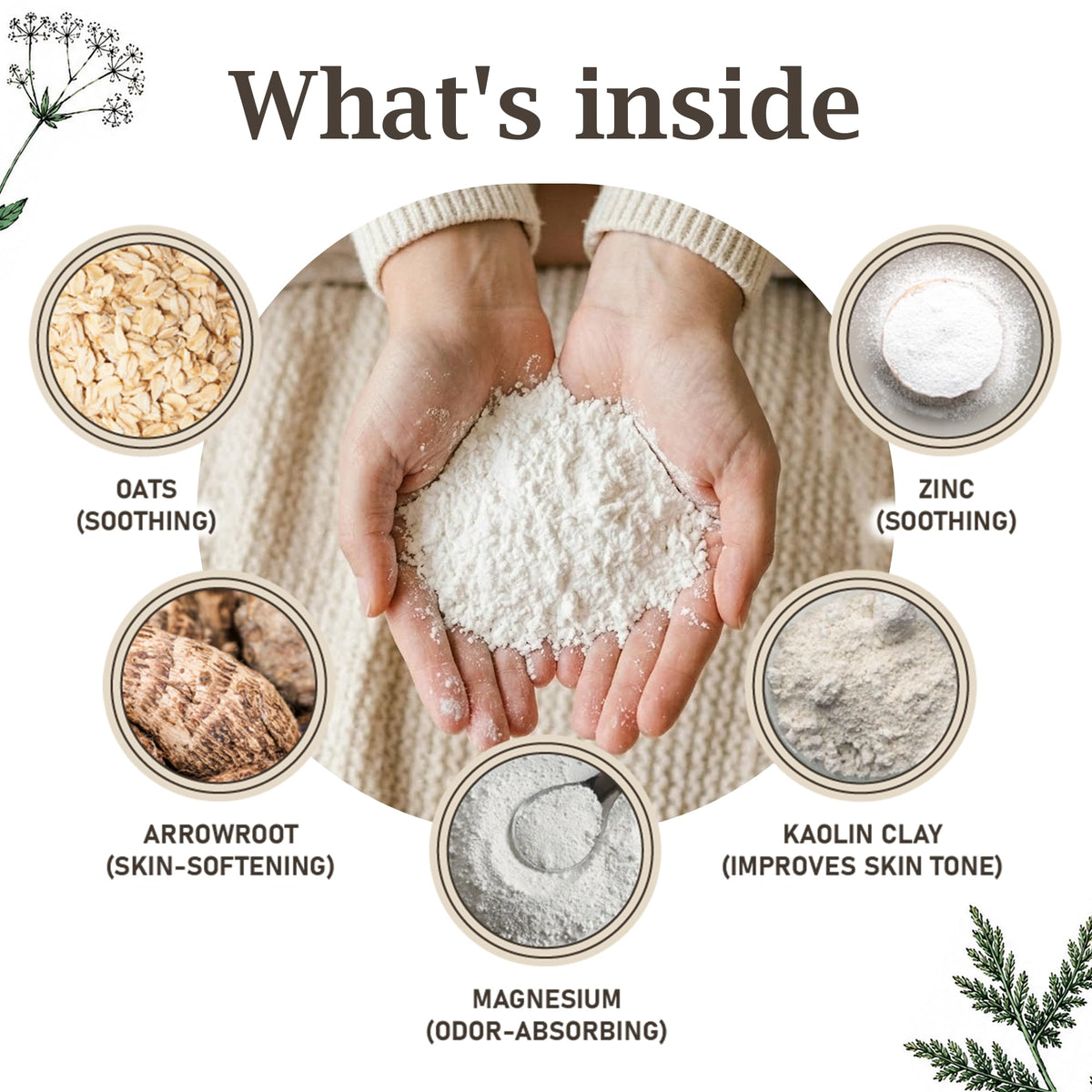 Herb & Root powder being applied to skin to reduce chafing and moisture