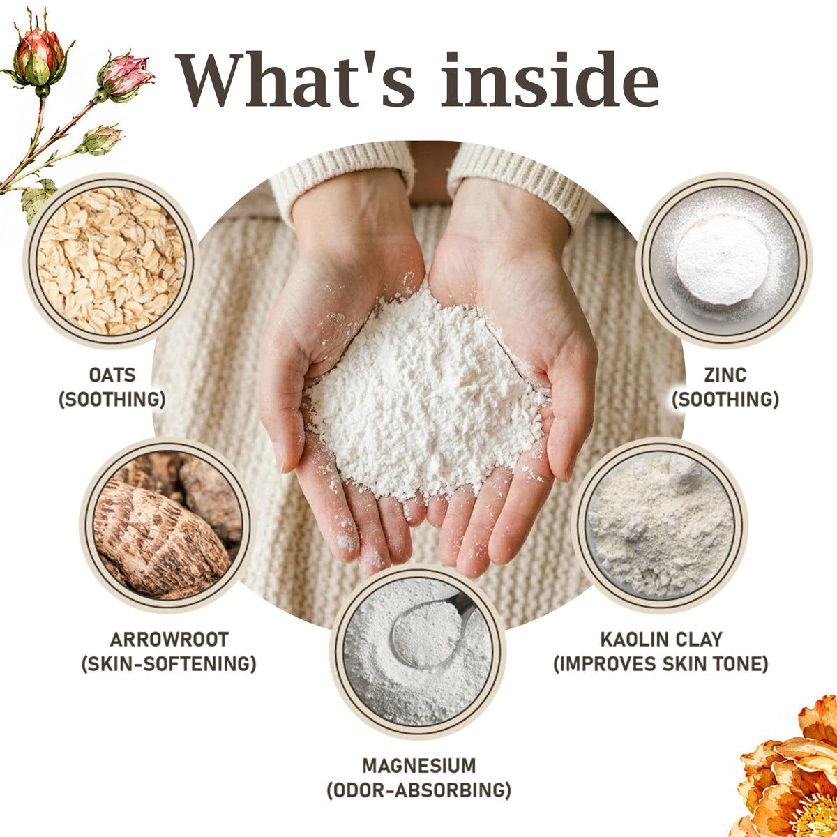 Herb & Root powder jar held in hand demonstrating convenient full-size scale