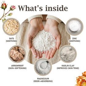 Herb & Root powder jar held in hand demonstrating convenient full-size scale