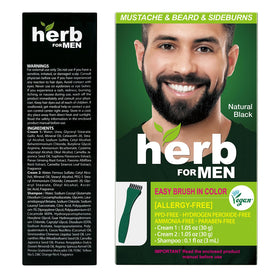 Herb Speedy lifestyle image of man grooming beard showing fast at-home results