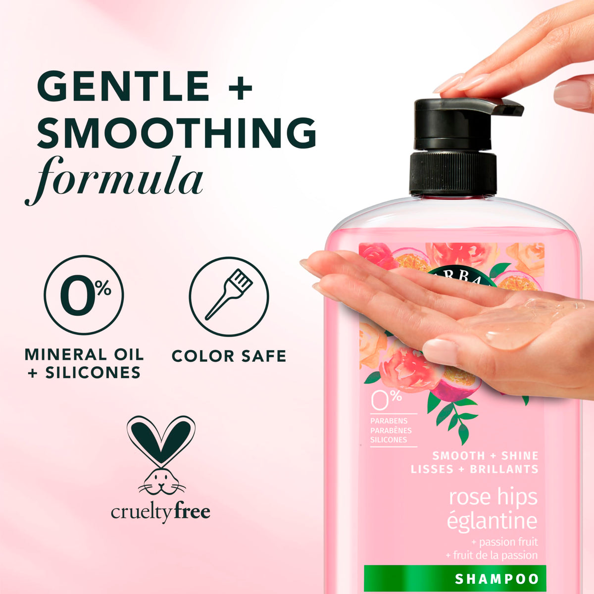 Herbal Essences after use shiny hair styled to show smoother, glossy results