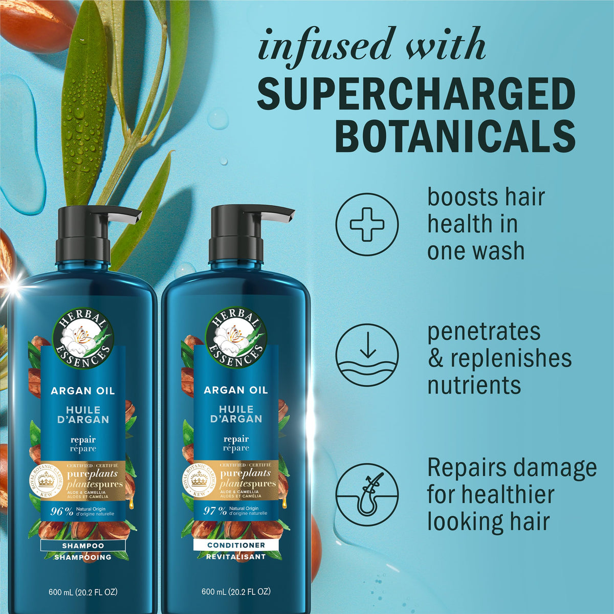 Herbal Essences back label listing ingredients and usage directions for clarity