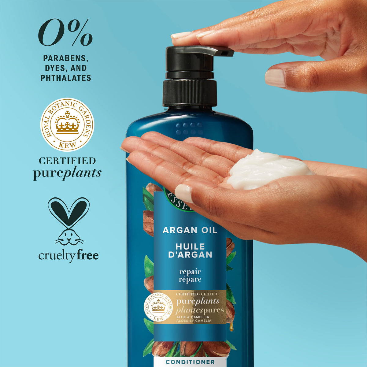 Herbal Essences bottles staged in bathroom highlighting daily routine convenience