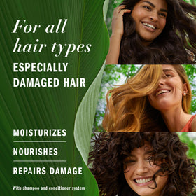 Herbal Essences pump and clear label close-up highlighting ingredient claims