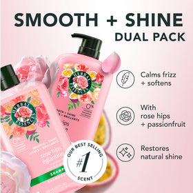 Herbal Essences label close-up highlighting rose hips passionfruit and key actives
