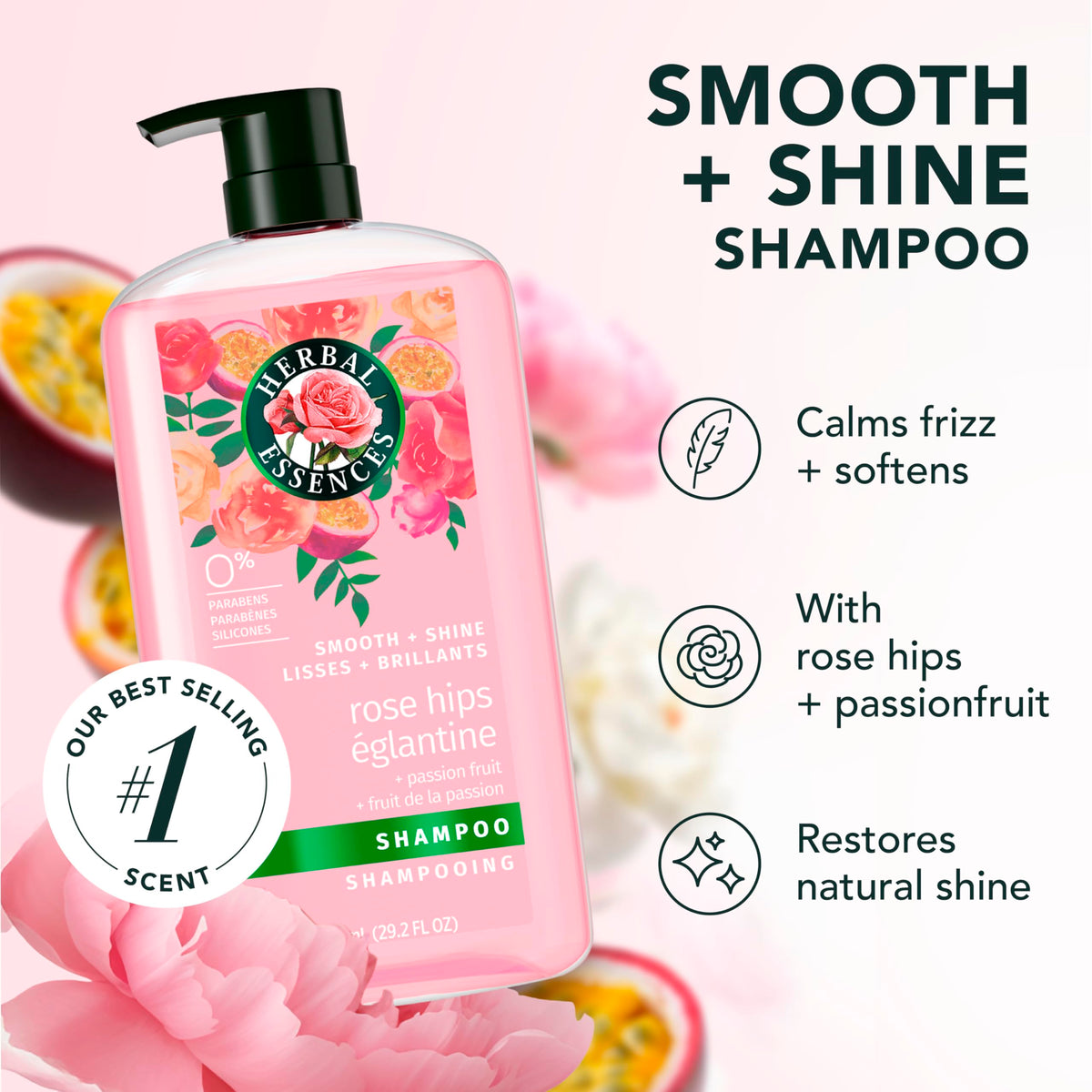 Herbal Essences bottle side label highlighting 29.2 fl oz volume