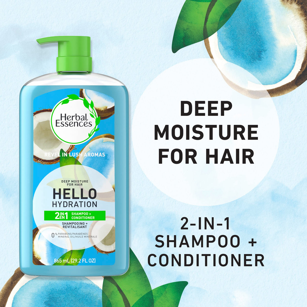 Herbal Essences side label detail showing ingredients and benefits for informed choice