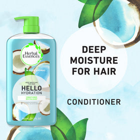 Herbal Essences bottles next to common objects showing large 29.2 fl oz benefit