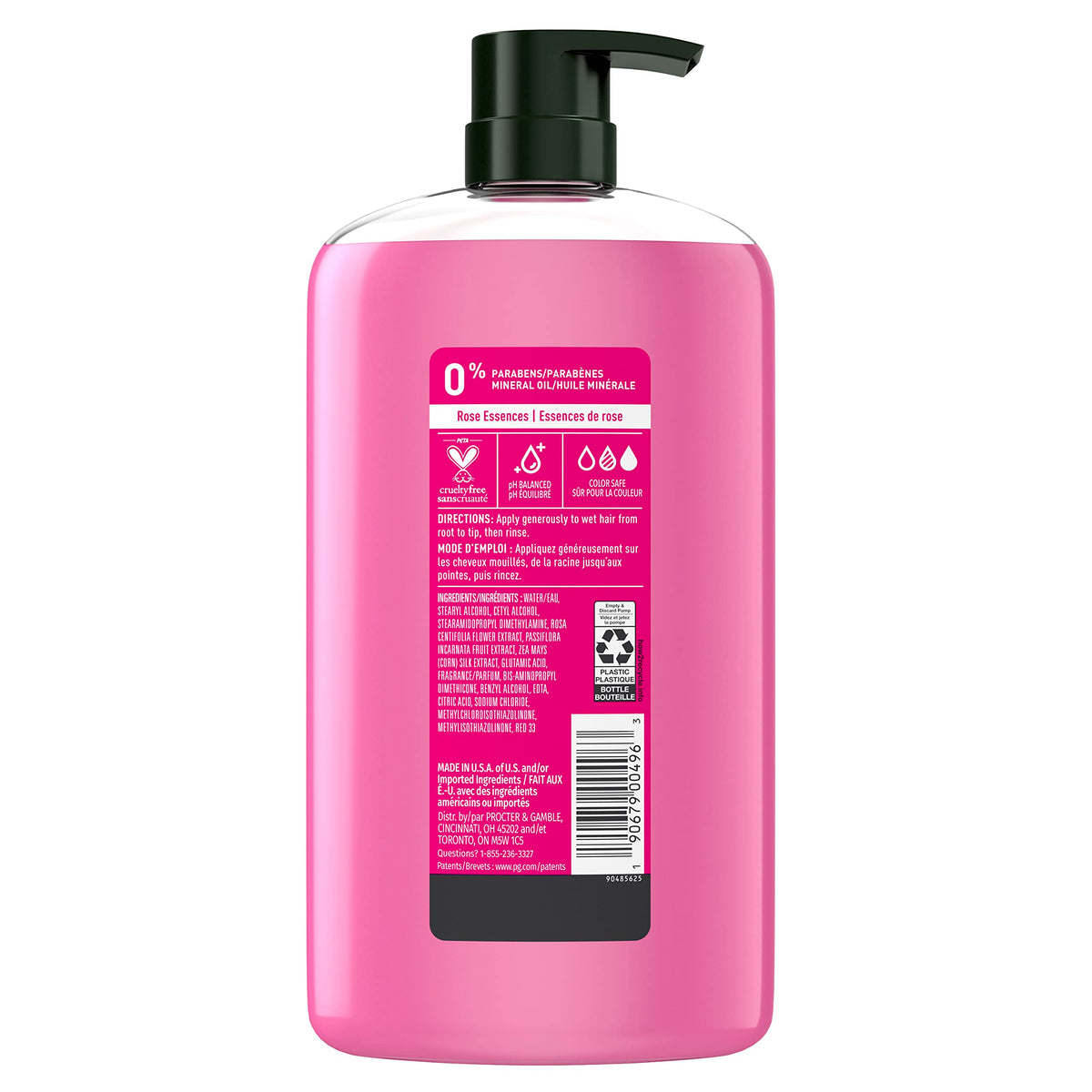 Herbal Essences back label close-up highlighting ingredients and directions benefit