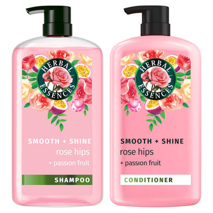 Herbal Essences front packaging showing two full-size bottles and product benefits