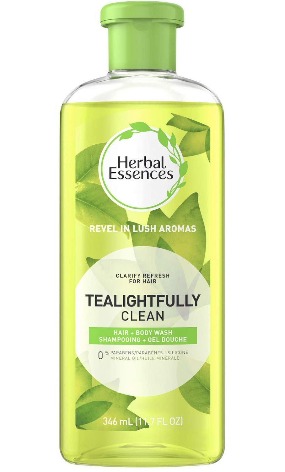 Herbal Essences front packaging showing 11.7 oz bottle and label benefit