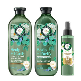 Herbal Essences front packaging trio showing set and fresh eucalyptus scent