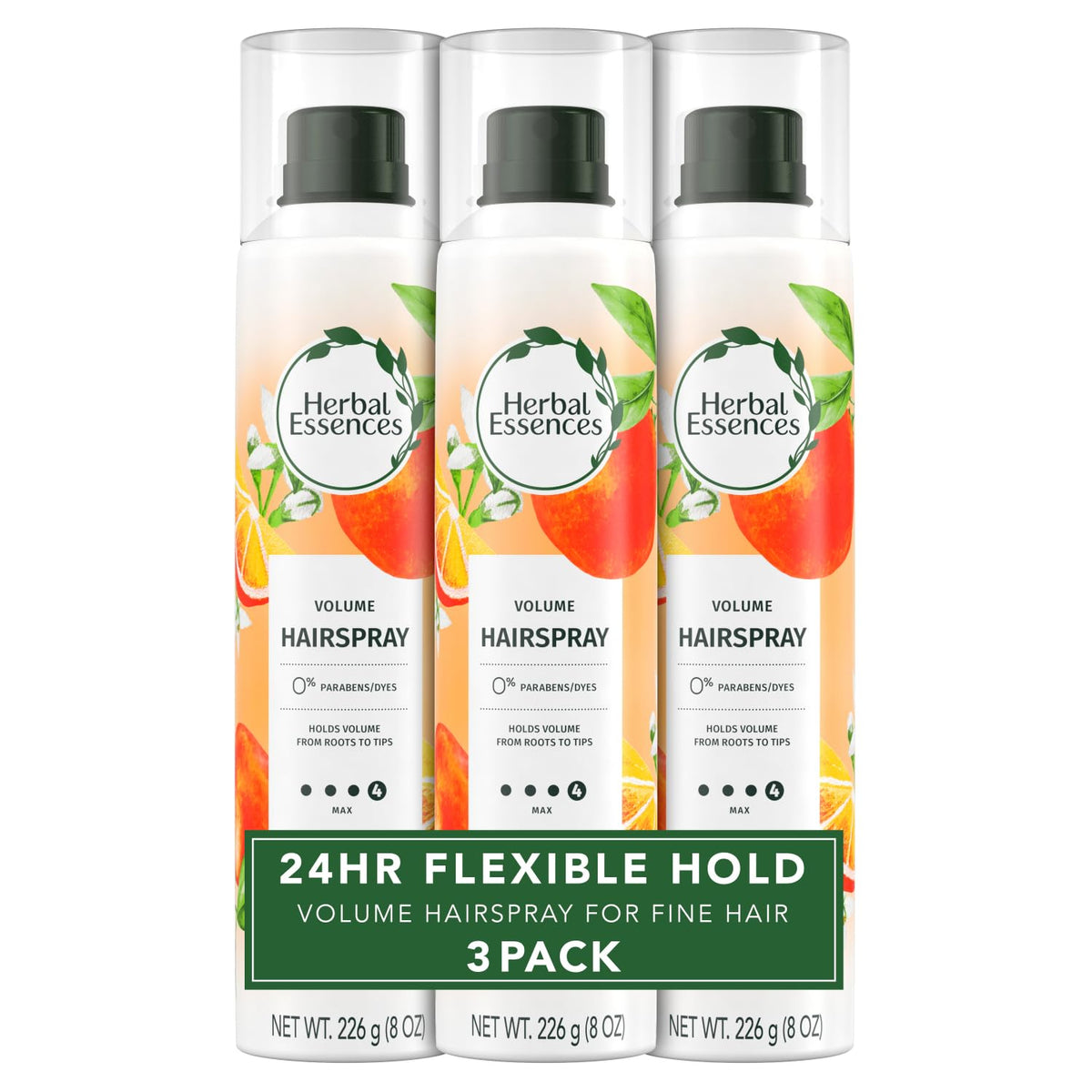 Herbal Essences front packaging showing volumizing hairspray and benefits