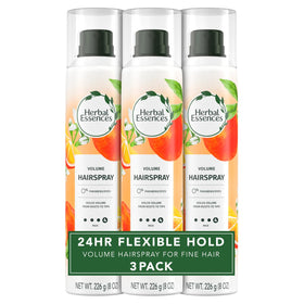 Herbal Essences front packaging showing volumizing hairspray and benefits