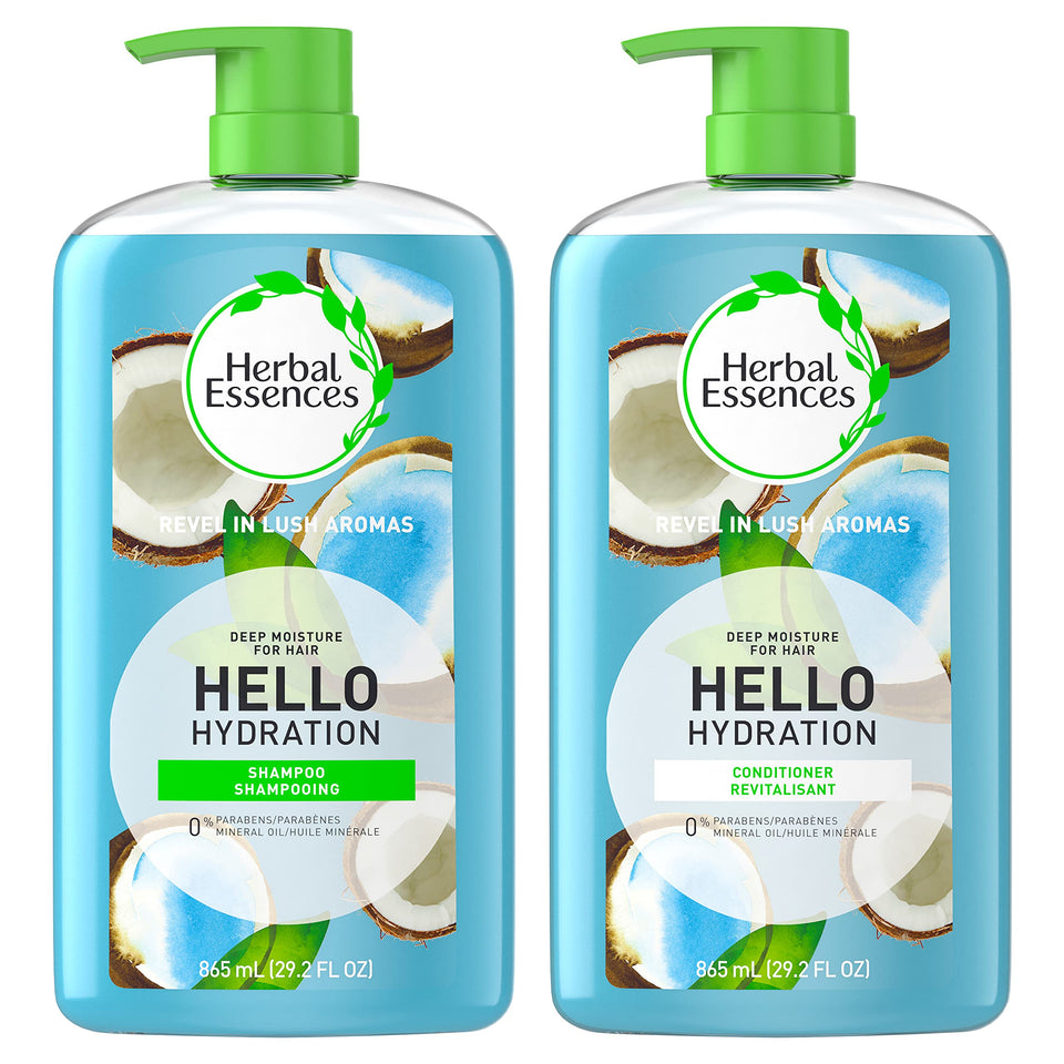 Herbal Essences front packaging showing bottles and coconut scent benefit