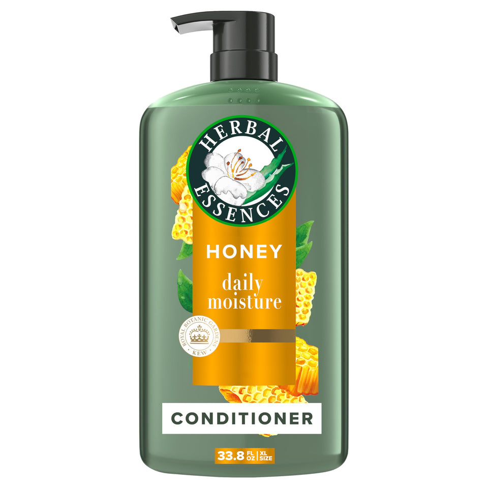 Herbal Essences bottle front packaging showing moisturizing benefits