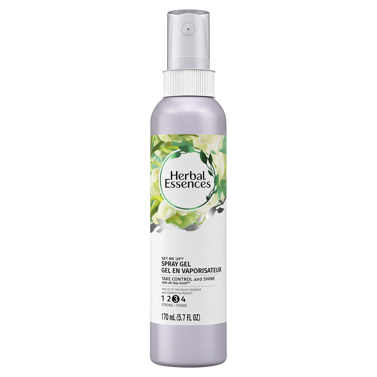 Herbal Essences bottle front view showing label and travel-friendly 5.7 oz size for reliable hold