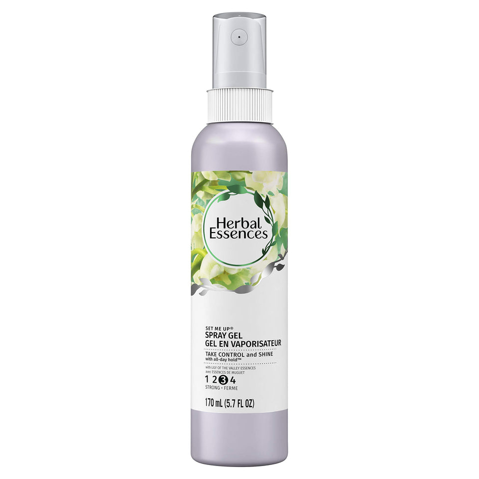 Herbal Essences bottle front view showing label and travel-friendly 5.7 oz size for reliable hold
