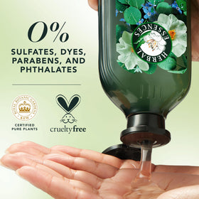 Herbal Essences shampoo lather in palm illustrating clarifying foam and freshness