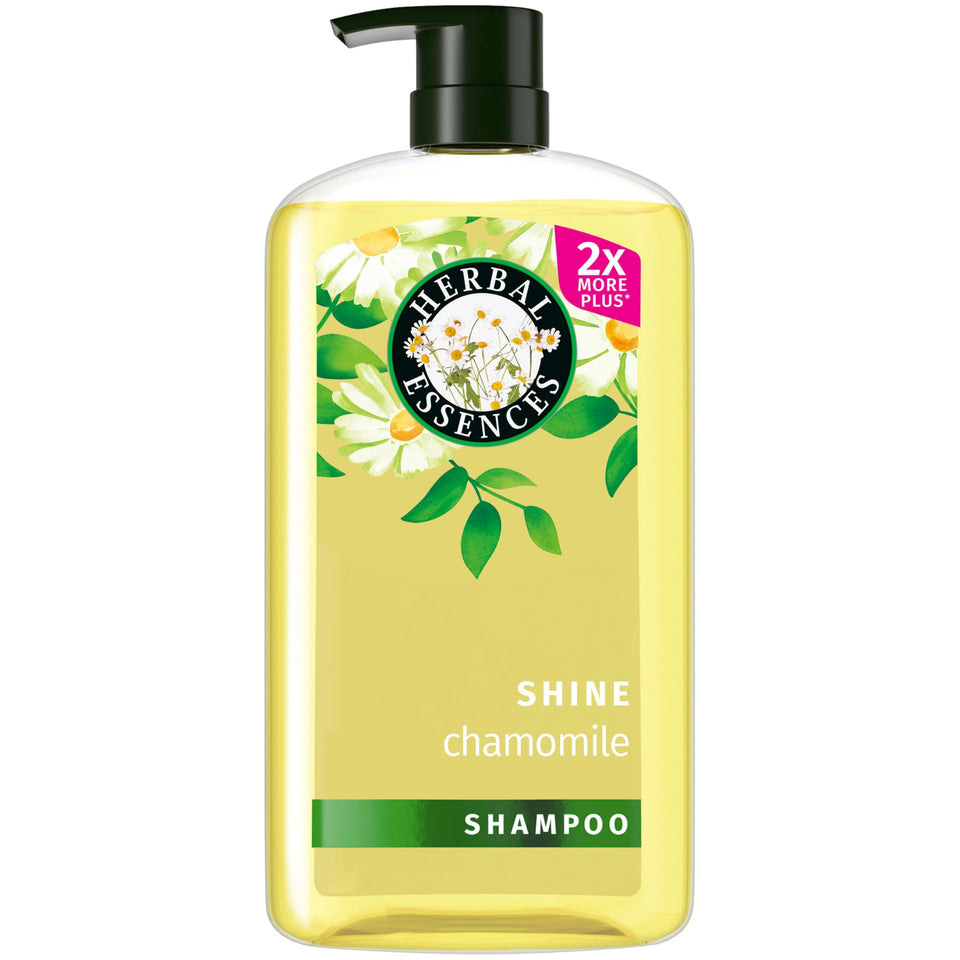 Herbal Essences front packaging showing 33.8 fl oz bottle and bright label, highlights value.